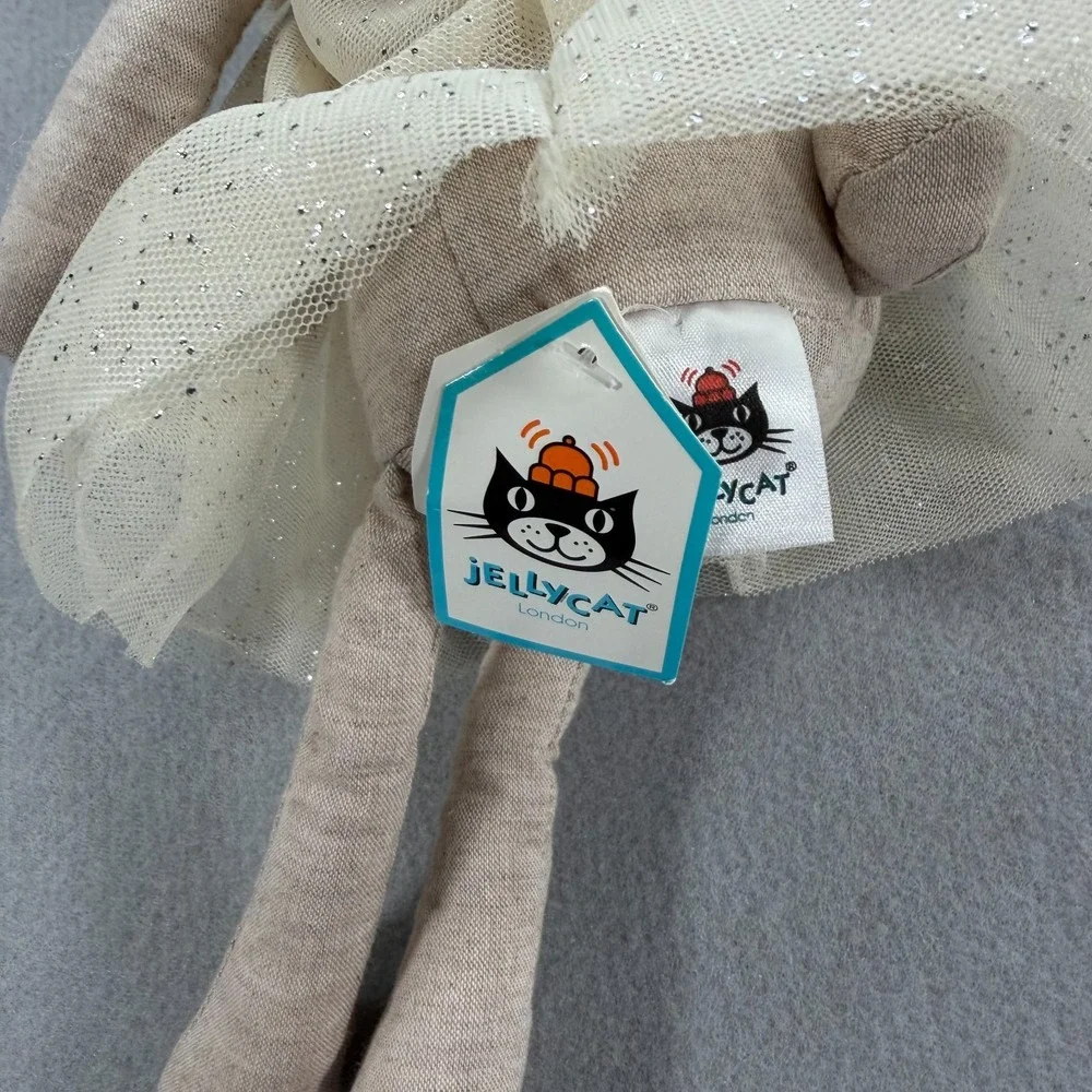 New With Tags Retired 2023 Jolie Jellycat Cotton/Linen Sparkly Dress Beige Bunny